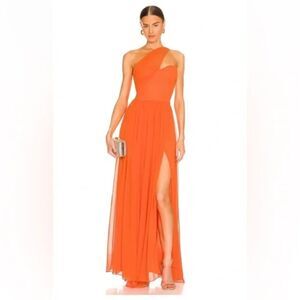 Yaura Imade Dress in Orange Pleated Maxi Size UK 8/US Small NWT